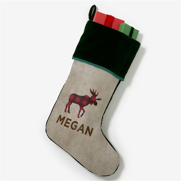 Cozy Cabin Buffalo Check Personalized Christmas Stockings - 21844