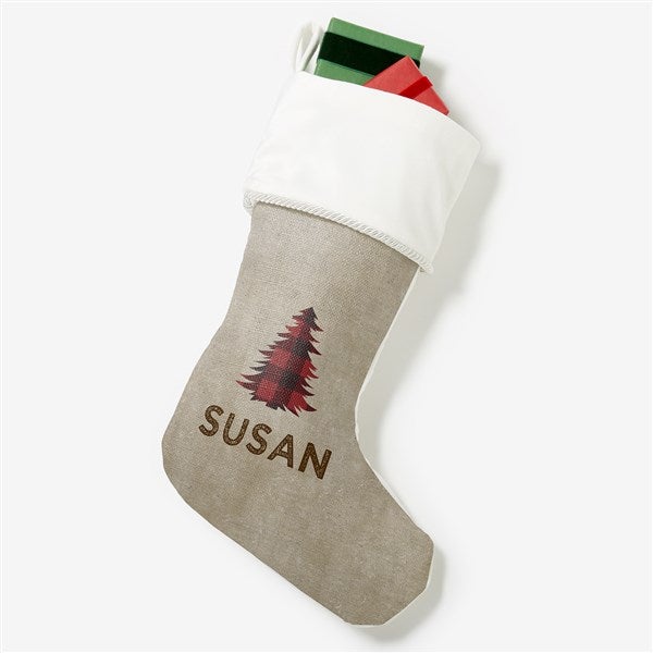 Cozy Cabin Buffalo Check Personalized Christmas Stockings - 21844