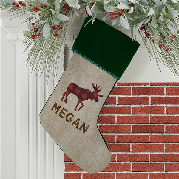 Cozy Cabin Buffalo Check Personalized Christmas Stockings - 21844