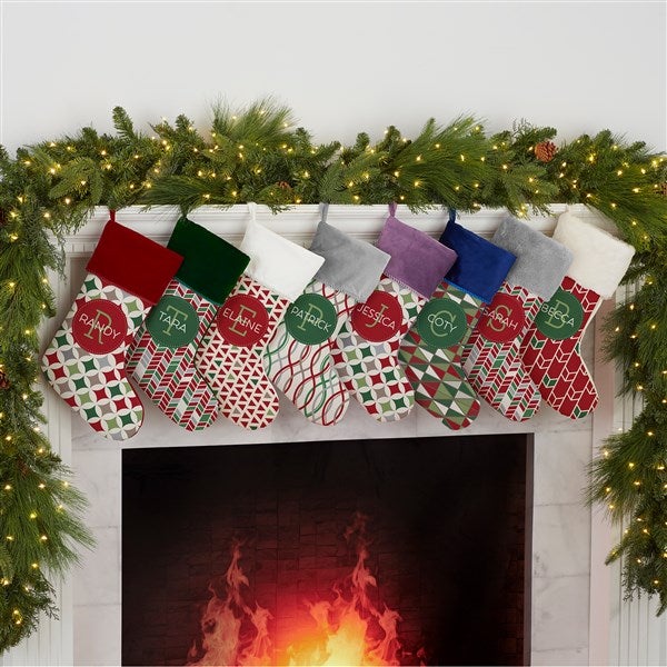 Geometric Pattern Personalized Christmas Stockings