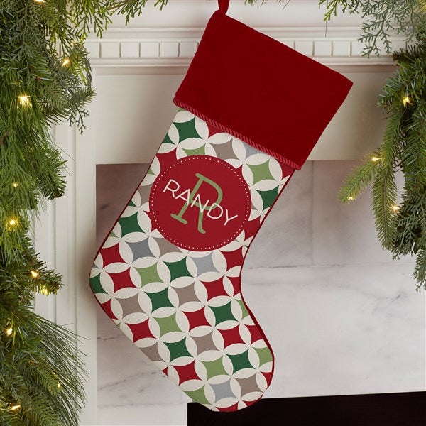 Geometric Pattern Personalized Christmas Stockings - 21848