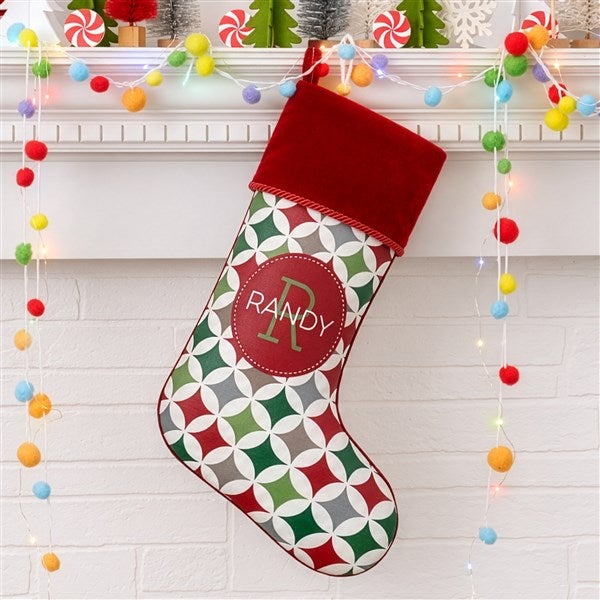 Geometric Pattern Personalized Christmas Stockings - 21848
