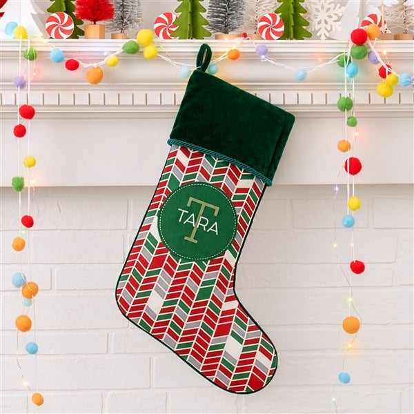 Geometric Pattern Personalized Christmas Stockings - 21848