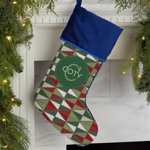 Geometric Pattern Personalized Christmas Stockings - 21848