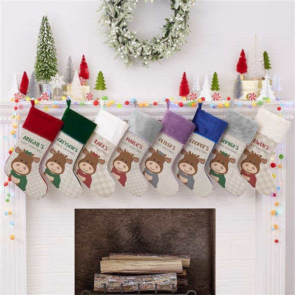 Baby Moose Personalized First Christmas Stockings