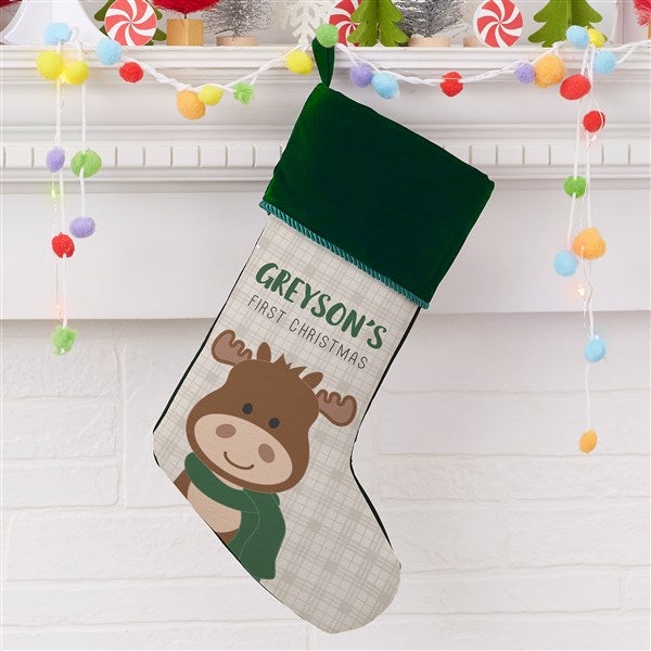 Baby Moose Personalized First Christmas Stockings - 21858