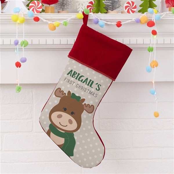 Baby Moose Personalized First Christmas Stockings - 21858