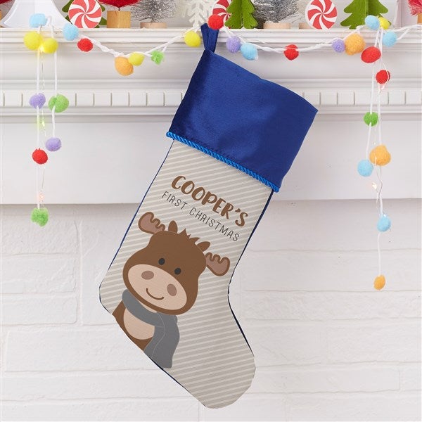 Baby Moose Personalized First Christmas Stockings - 21858