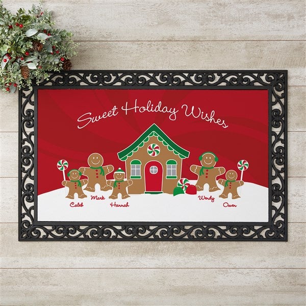 Personalized Christmas Doormats - Gingerbread Family - 21868