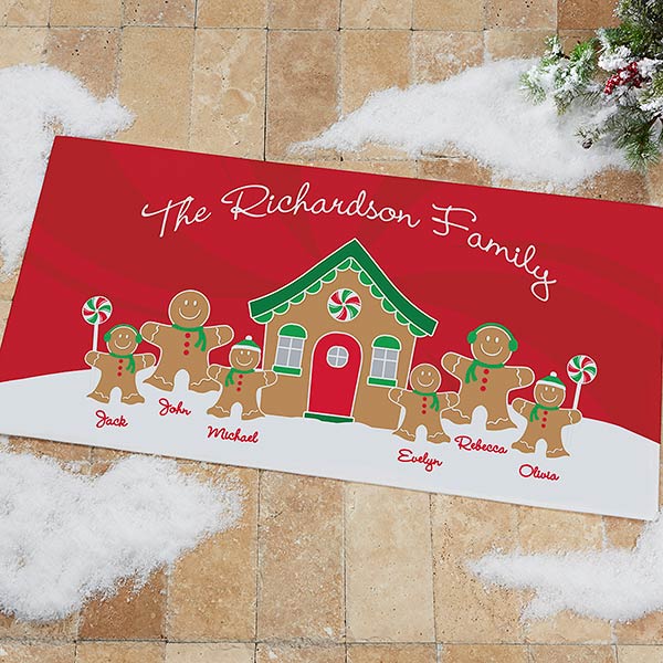 Personalized Christmas Doormats - Gingerbread Family - 21868