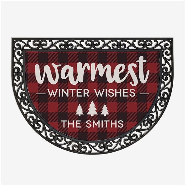Personalized Buffalo Check Half Round Doormat - Cozy Cabin - 21869