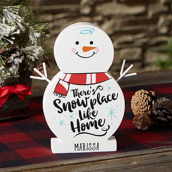 Snowplace Like Home Personalized Wood Snowman Decorations - 21876