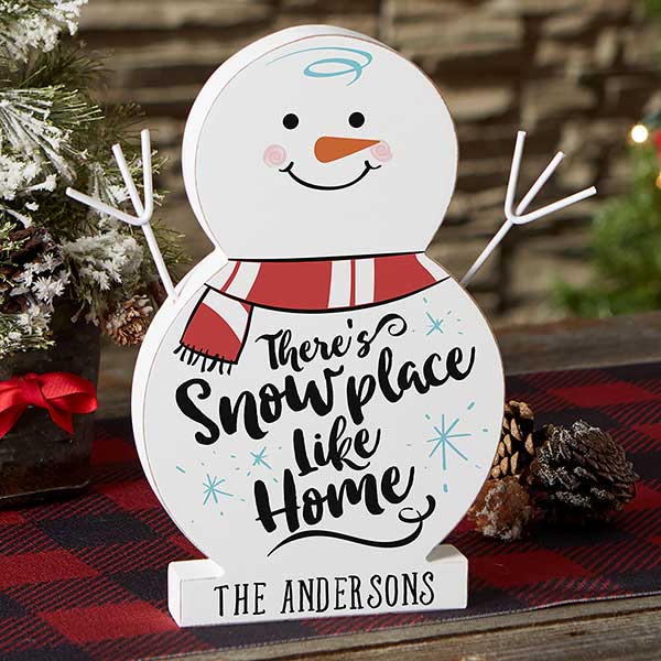 Snowplace Like Home Personalized Wood Snowman Decorations - 21876