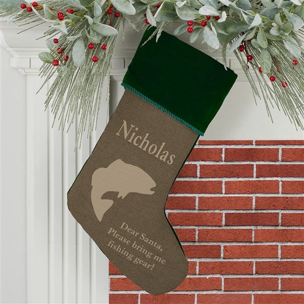 Outdoorsmen Personalized Green Christmas Stockings