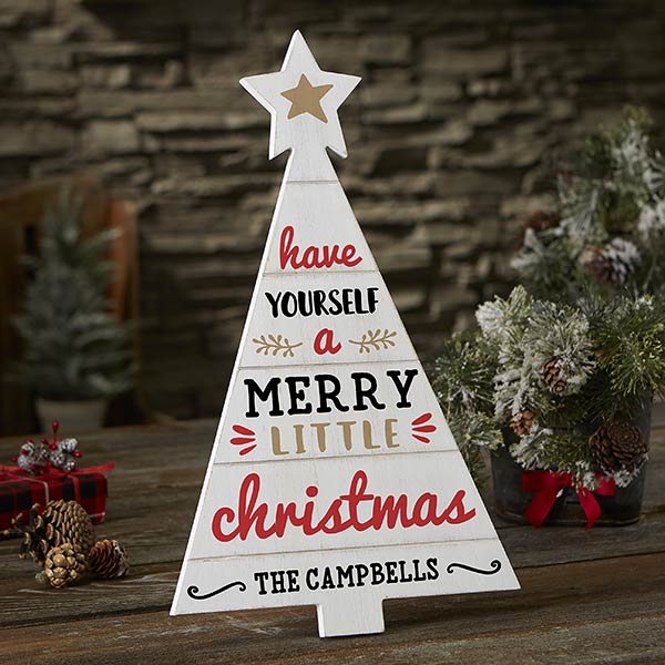 Farmhouse Christmas Personalized Wood Tree Decor - 21890