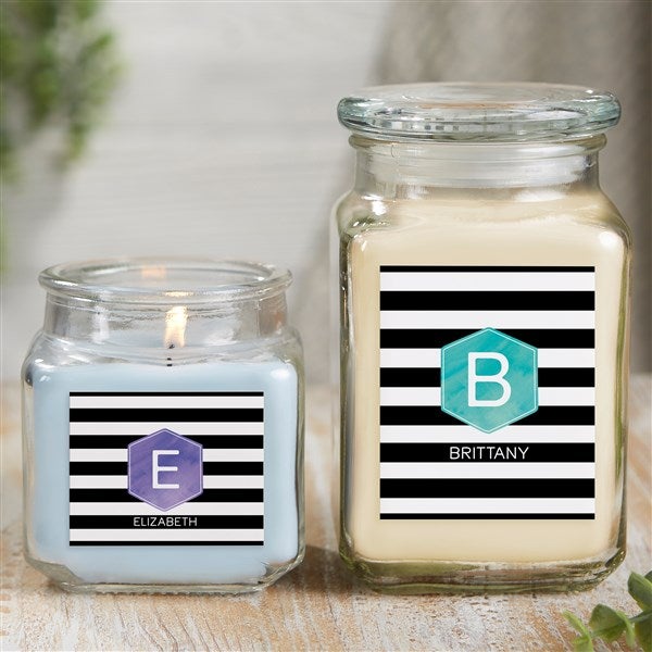 21895 - Modern Stripe Personalized Scented Glass Candle Jar