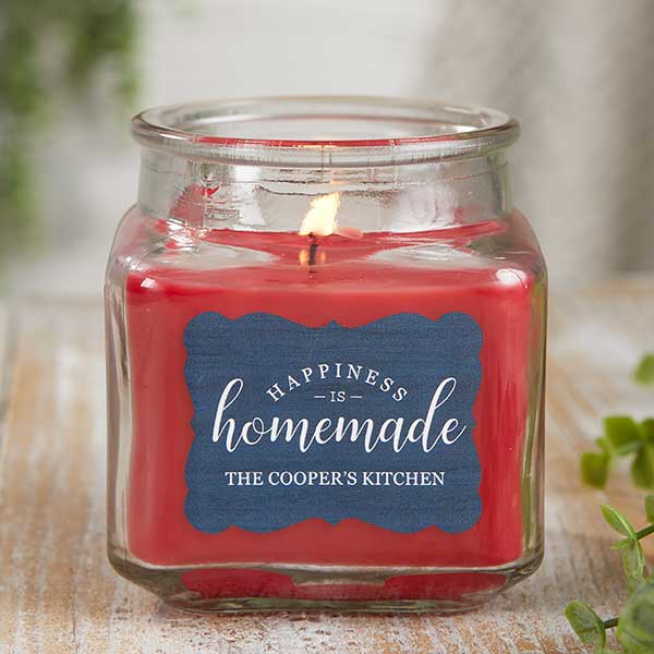 Happiness Is Homemade Personalized Scented Glass Candle Jar - 21906