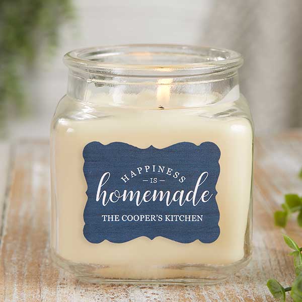 Happiness Is Homemade Personalized Scented Glass Candle Jar - 21906