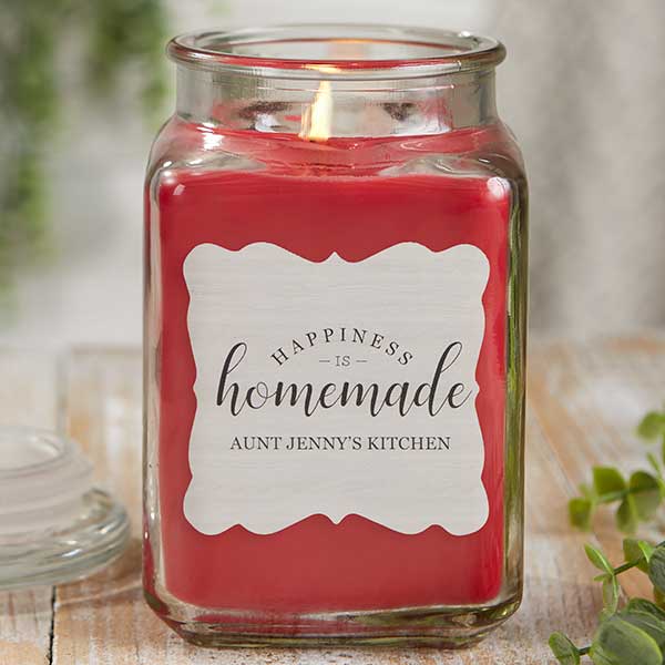 Happiness Is Homemade Personalized Scented Glass Candle Jar - 21906