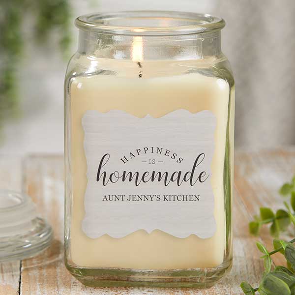 Happiness Is Homemade Personalized Scented Glass Candle Jar - 21906