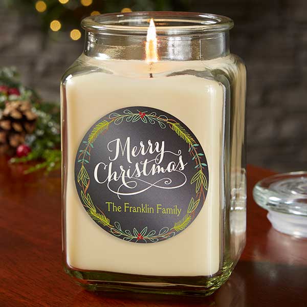 Happy Holidays Personalized Scented Candle Jars - 21910