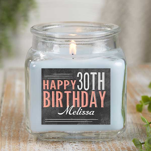 Vintage Birthday Personalized Scented Glass Candle Jar - 21915