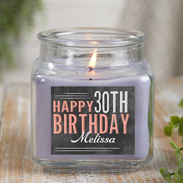 Vintage Birthday Personalized Scented Glass Candle Jar - 21915