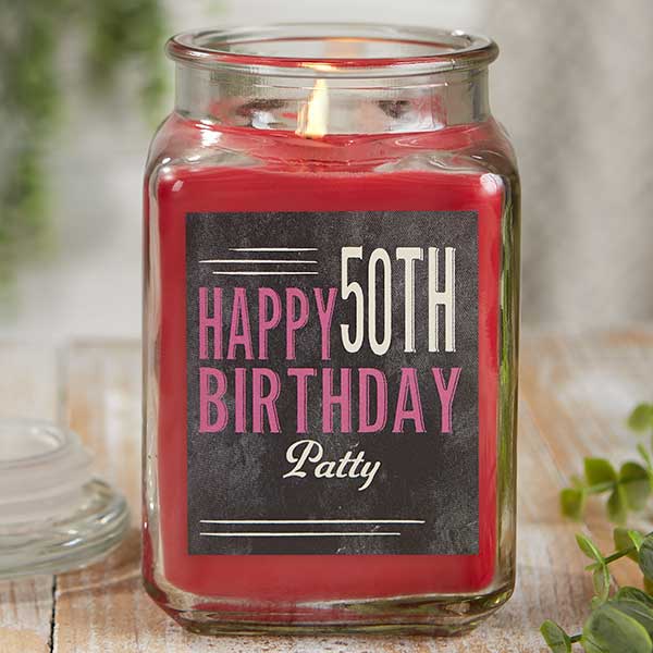 Vintage Birthday Personalized Scented Glass Candle Jar - 21915
