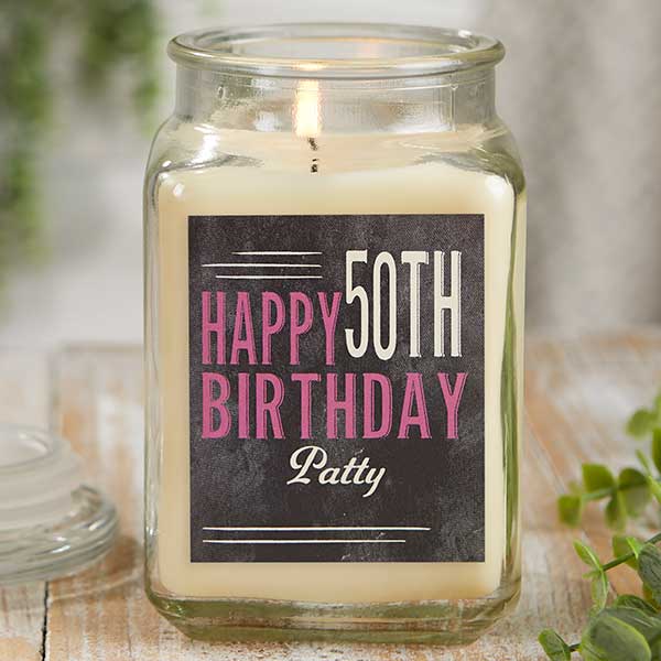 Vintage Birthday Personalized Scented Glass Candle Jar - 21915