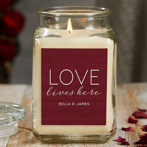 Love Lives Here Personalized Romantic Candle Gift - 21926