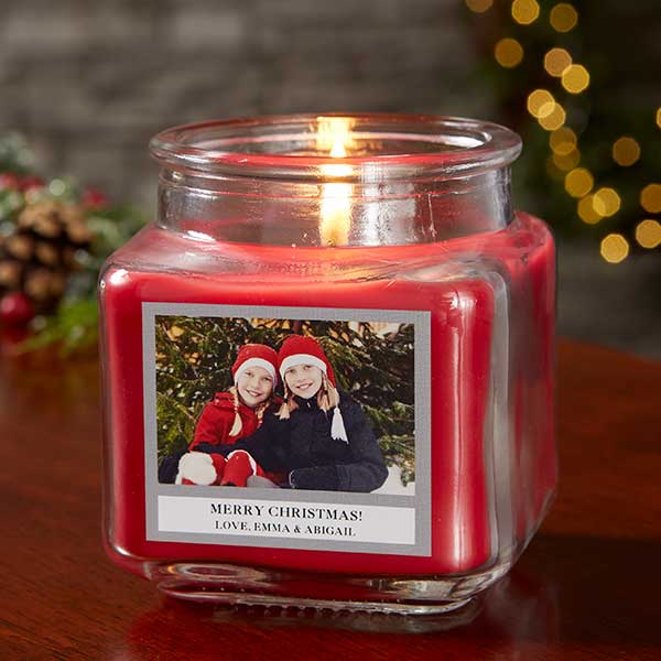 Holiday Photo Personalized Scented Glass Candle Jars - 21928