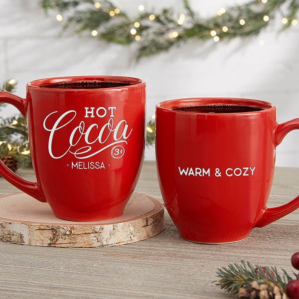 kids christmas mug, personalized hot cocoa camping mug