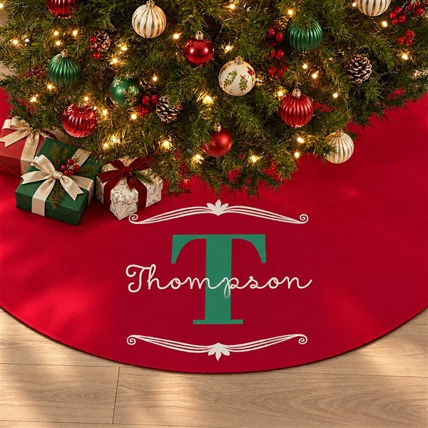 Name & Monogram Personalized Christmas Tree Skirt - 21943