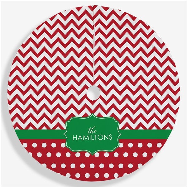 Preppy Chic Personalized Christmas Tree Skirt - 21944