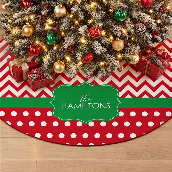 Preppy Chic Personalized Christmas Tree Skirt - 21944