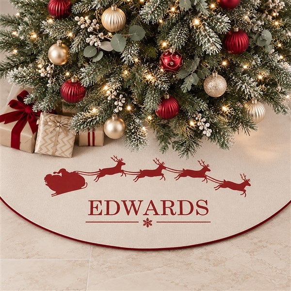 Santa Sleigh Personalized Christmas Tree Skirt - 21945
