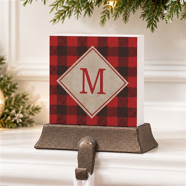 Cozy Cabin Personalized Buffalo Check Stocking Holders - 21950