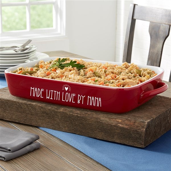 Made With Love Personalized Red Casserole Baking Dish