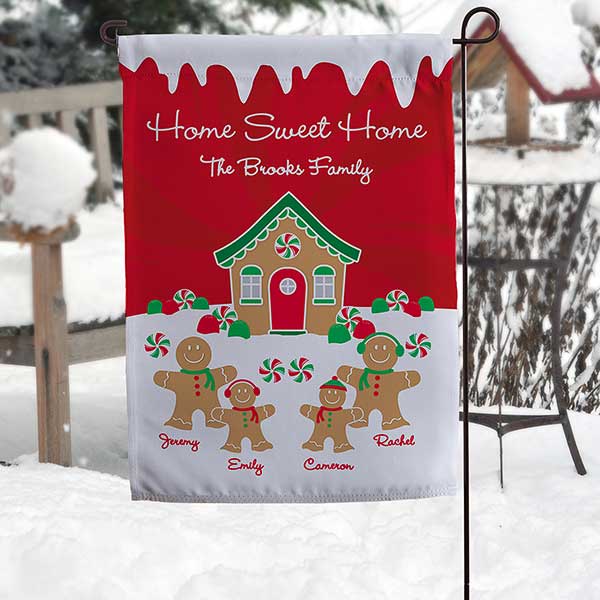 Gingerbread Family Personalized Garden Flag - 21962