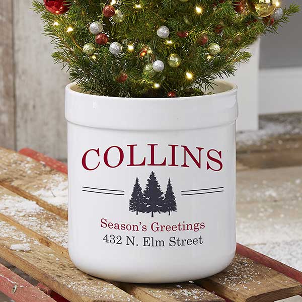 Vintage Holiday Personalized Outdoor Flower Pot - 21967