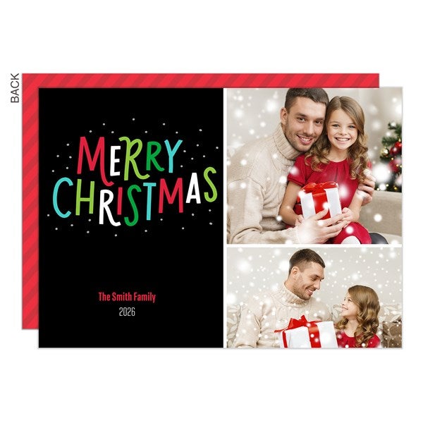Merry Christmas Colorful Holiday Photo Cards - 21993