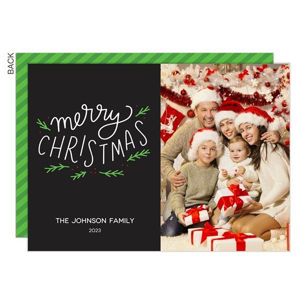 Holly Flourish Photo Christmas Cards - 21994