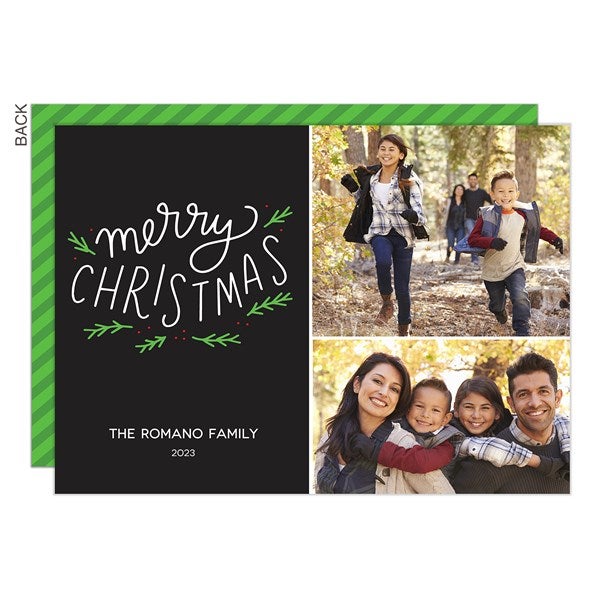 Holly Flourish Photo Christmas Cards - 21994