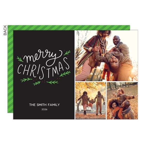 Holly Flourish Photo Christmas Cards - 21994