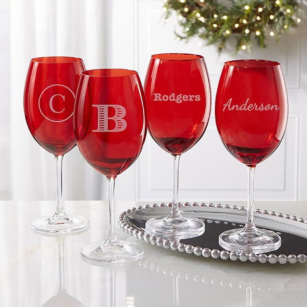 Engraved Red Crystal Wine Gles Name Or Monogram Engraved Red Crystal Wine Gles Name Or Monogram 22006