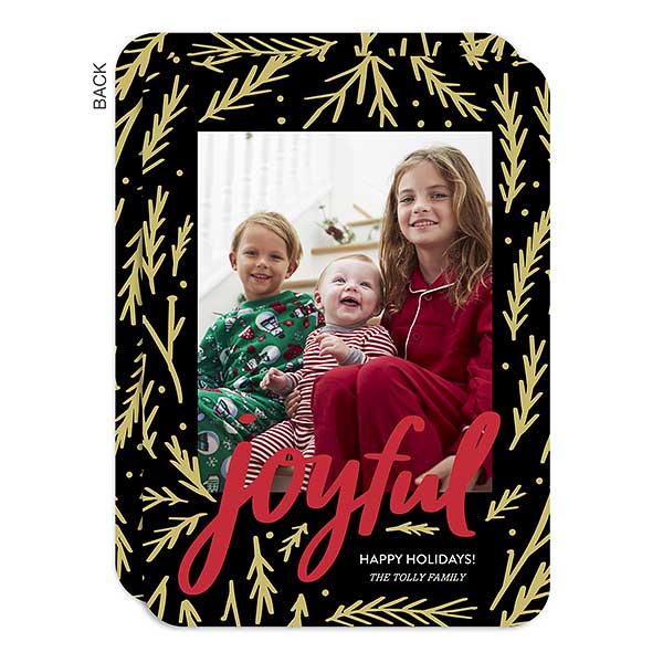 Black & Gold Joyful Holiday Photo Cards - 22010