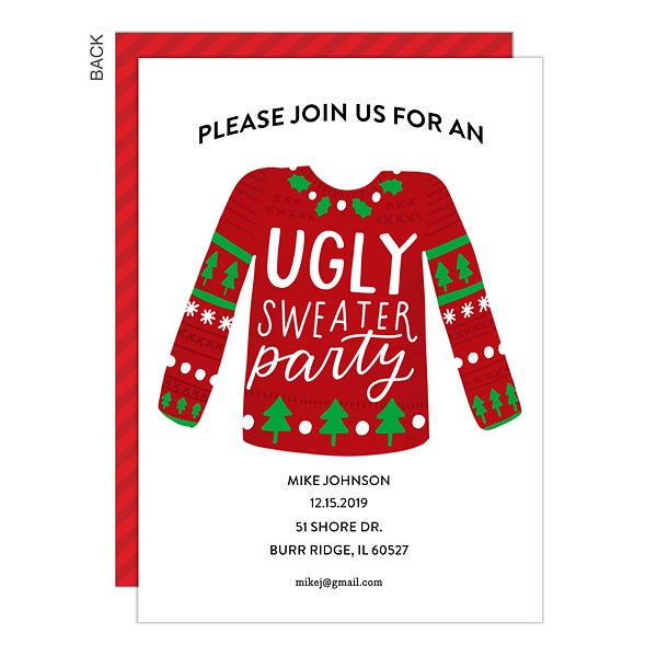 Ugly Christmas Sweater Party Invitations