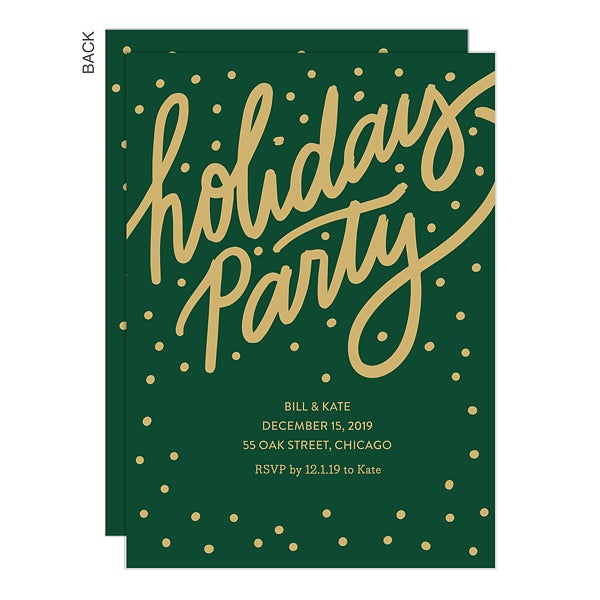Gilded Green Premium Holiday Party Invitation Christmas Cards