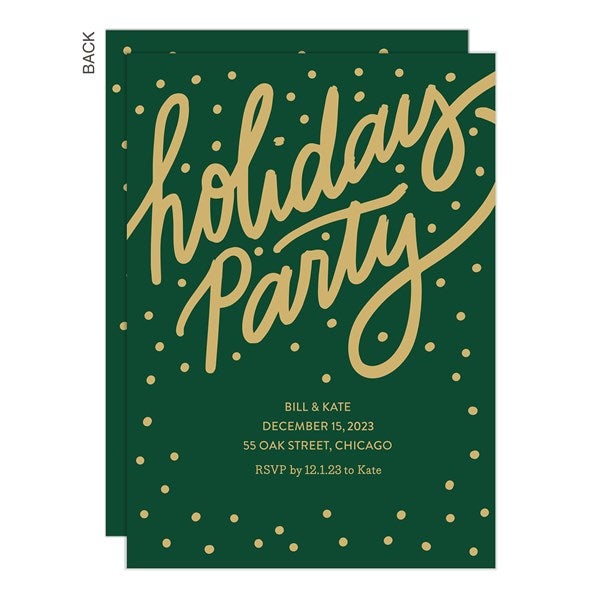 Gilded Green Holiday Party Invitations - 22012
