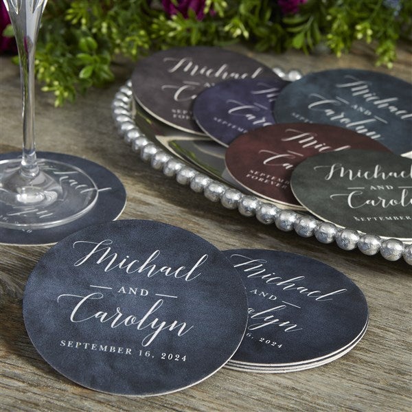 Personalized Wedding Coasters - Moody Chic - 22021